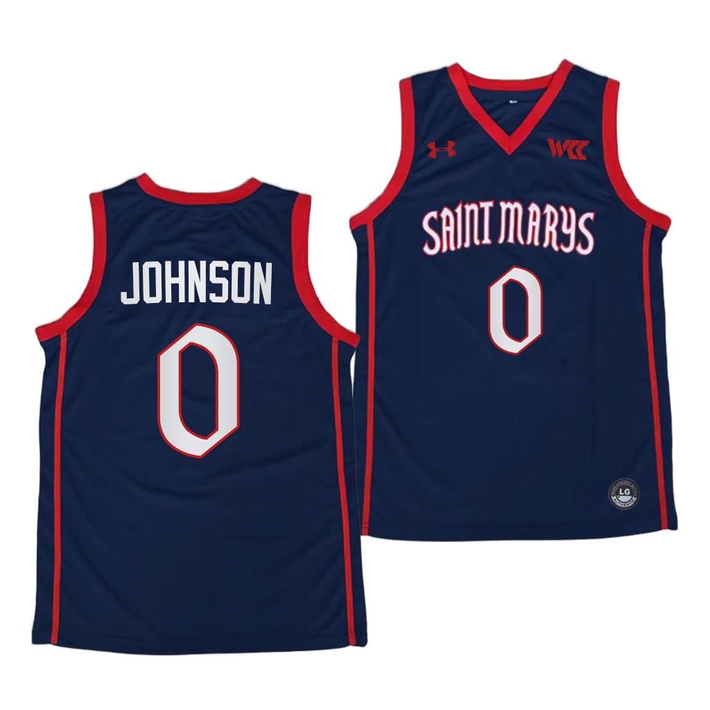 Mens Youth Saint Mary's Gaels #0 Logan Johnson 2022-23 Navy College Basketball Swingman Jersey