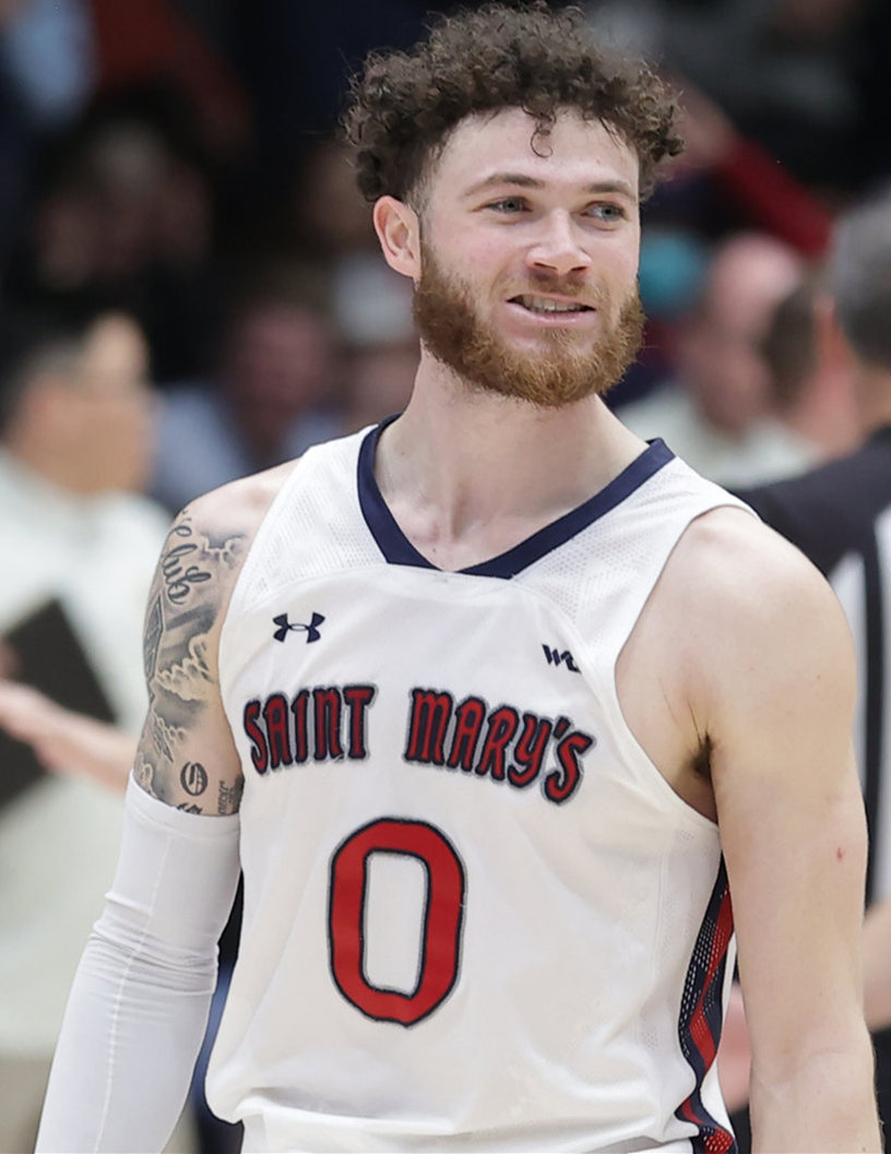 Mens Youth Saint Mary's Gaels #0 Logan Johnson 2022-23 White College Basketball Game Jersey