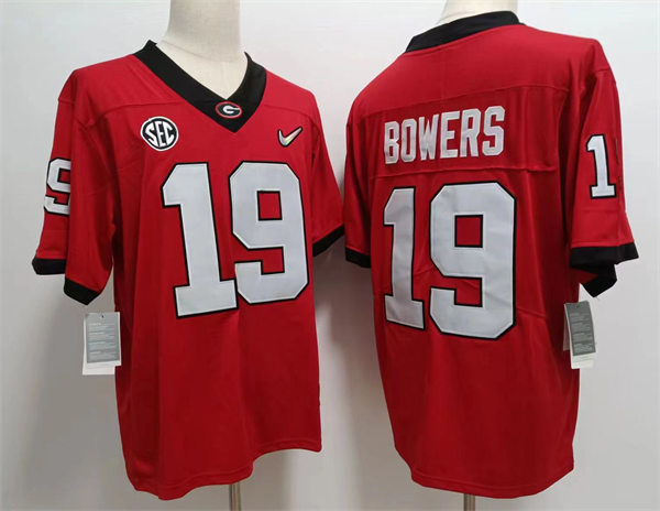 Mens Youth Georgia Bulldogs #19 Brock Bowers Diamond Badge Nike College Football Playoff 2022 National Champions Game Jersey