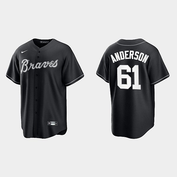 Mens Atlanta Braves #61 Nick Anderson Nike Black Collection Jersey