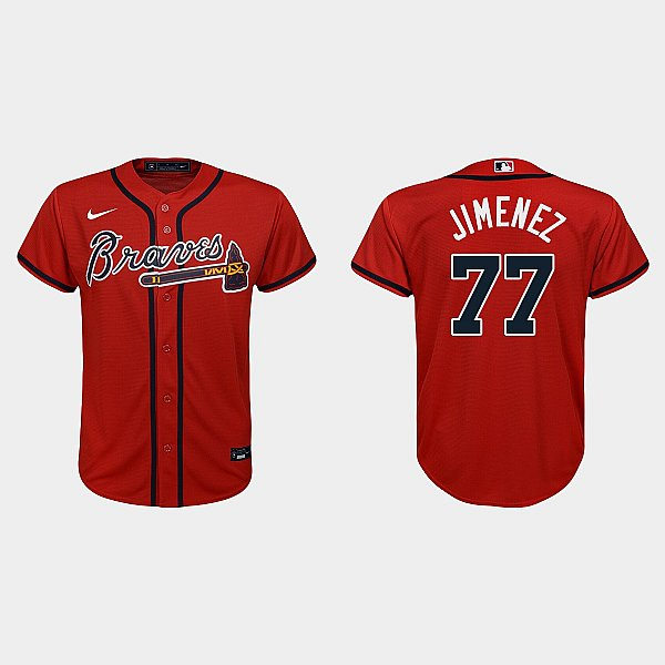 Youth Atlanta Braves #77 Joe Jimenez Nike Red Alternate Cool Base Jersey