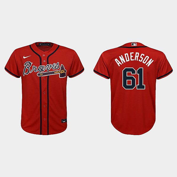 Youth Atlanta Braves #61 Nick Anderson Nike Red Alternate Cool Base Jersey