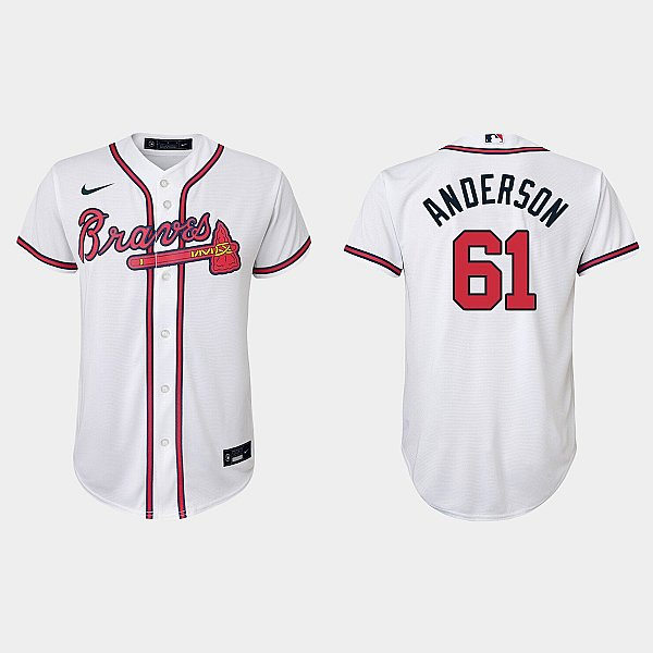 Youth Atlanta Braves #61 Nick Anderson Nike Home White CoolBase Jersey