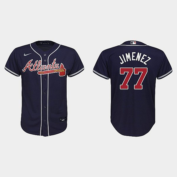 Youth Atlanta Braves #77 Joe Jimenez Nike Navy Alternate Cool Base Jersey
