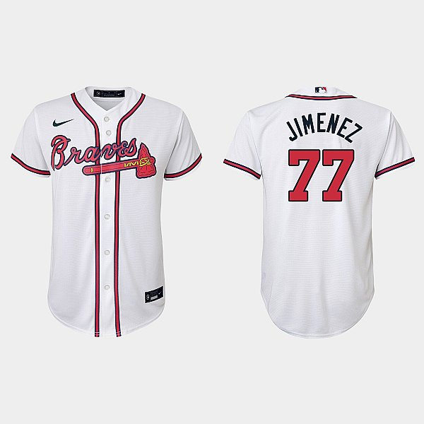 Youth Atlanta Braves #77 Joe Jimenez Nike Home White CoolBase Jersey