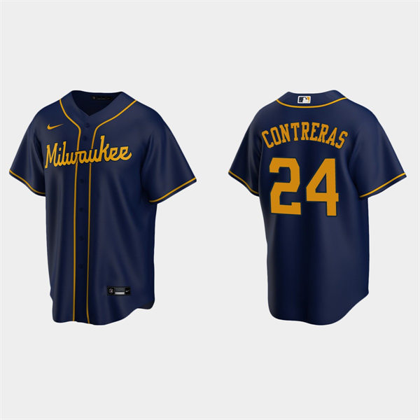 Youth Milwaukee Brewers #24 William Contreras Nike Navy Alternate Jersey