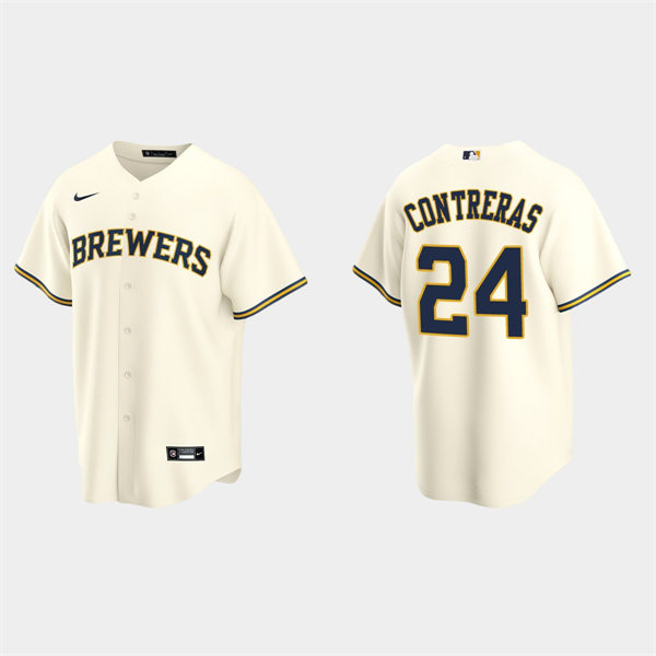 Youth Milwaukee Brewers #24 William Contreras Nike Cream Home Jersey