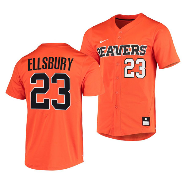 Mens Youth Oregon State Beavers #23 Jacoby Ellsbury Orange Baseball Game Jersey