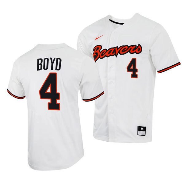 Mens Youth Oregon State Beavers #4 Justin Boyd White Baseball Game Jersey