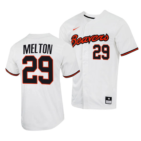 Mens Youth Oregon State Beavers #29 Jacob Melton White Baseball Game Jersey