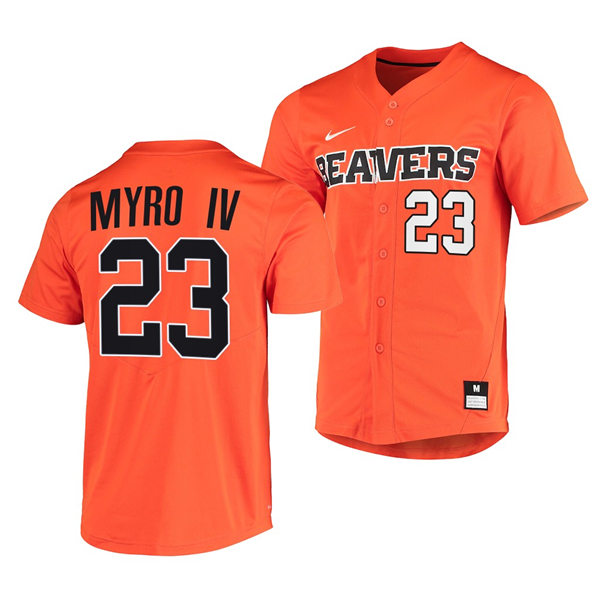 Mens Youth Oregon State Beavers #23 Paul Myro IV Orange Baseball Game Jersey