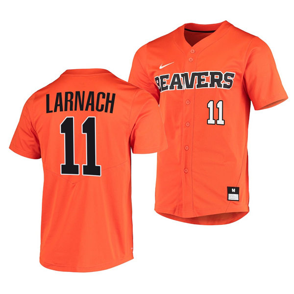 Mens Youth Oregon State Beavers #11 Trevor Larnach Orange Baseball Game Jersey