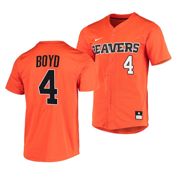 Mens Youth Oregon State Beavers #4 Justin Boyd Orange Baseball Game Jersey