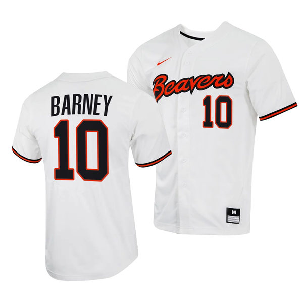 Mens Youth Oregon State Beavers #10 Darwin Barney White Baseball Game Jersey