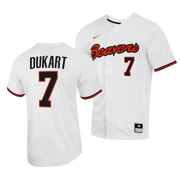 Mens Youth Oregon State Beavers #7 Jake Dukart White Baseball Game Jersey