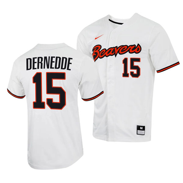 Mens Youth Oregon State Beavers #15 Kyle Dernedde White Baseball Game Jersey