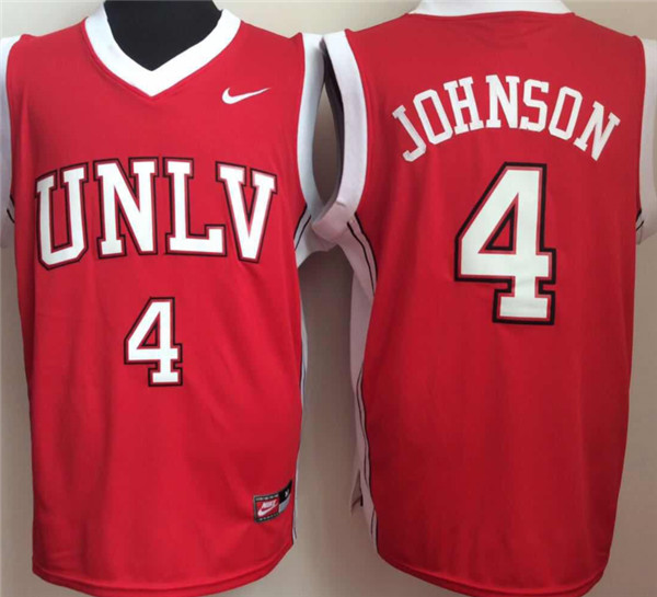 Mens Youth UNLV Runnin' Rebels #4 Larry Johnson Red 1990's Retro Basketball Jersey