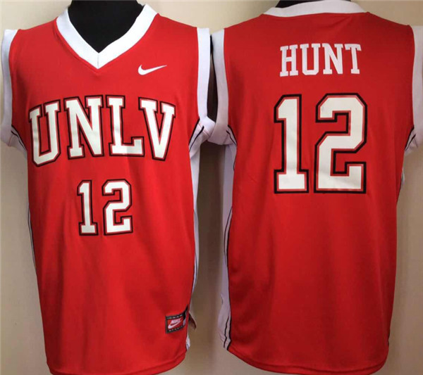 Mens Youth UNLV Runnin' Rebels #12 Anderson Hunt Red 1990's Retro Basketball Jersey