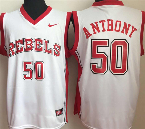 Mens Youth UNLV Runnin' Rebels #50 Greg Anthony White 1990's Retro Basketball Jersey
