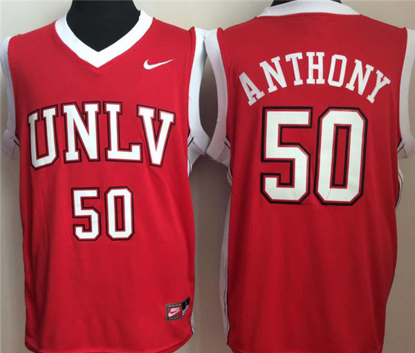 Mens Youth UNLV Runnin' Rebels #50 Greg Anthony Red 1990's Retro Basketball Jersey