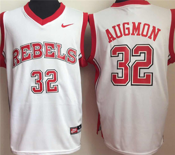 Mens Youth UNLV Runnin' Rebels #32 Stacey Augmon White 1990's Retro Basketball Jersey