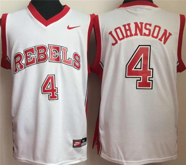 Mens Youth UNLV Runnin' Rebels #4 Larry Johnson White 1990's Retro Basketball Jersey