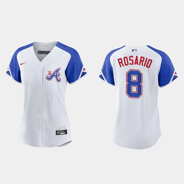 Womens Atlanta Braves #8 Eddie Rosario White 2023 City Connect Jersey