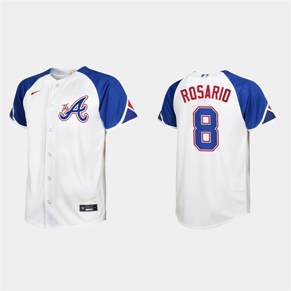 Youth Atlanta Braves #8 Eddie Rosario White 2023 City Connect Jersey