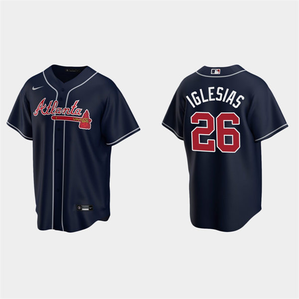 Mens Atlanta Braves #26 Raisel Iglesias Nike Navy Alternate Cool Base Jersey