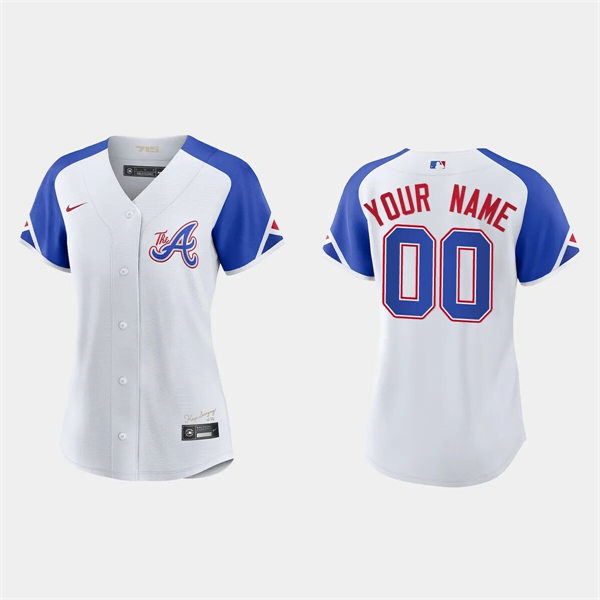 Womens Atlanta Braves Custom White 2023 City Connect Jersey