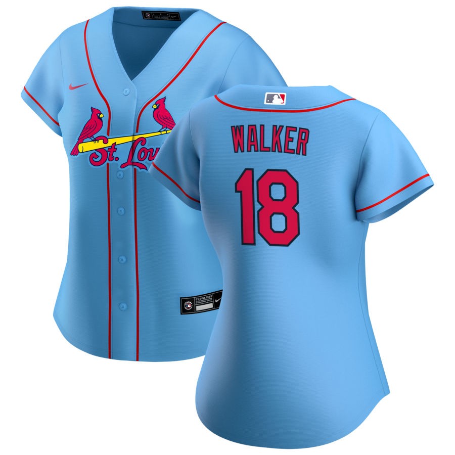 Womens St. Louis Cardinals #18 Jordan Walker Nike Light Blue Alternate CoolBase Jersey
