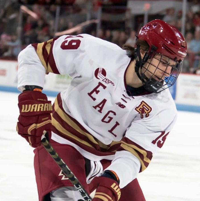 Mens Boston College Eagles #19 Cutter Gauthier New Balance 2022-23 White Hockey Game Jersey