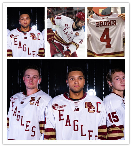 Men's Youth Boston College Eagles Custom New Balance 2022-23 White Hockey Game Jersey