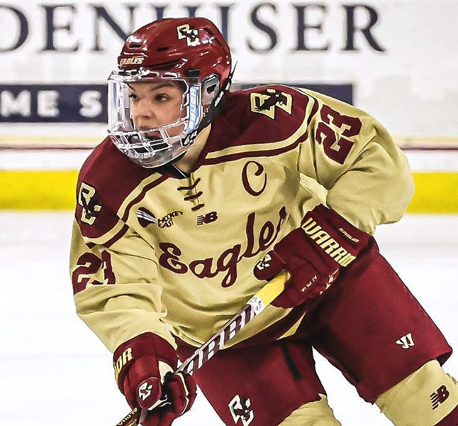 Womens Boston College Eagles Custom New Balance 2022-23 Gold Maroon Hockey Game Jersey