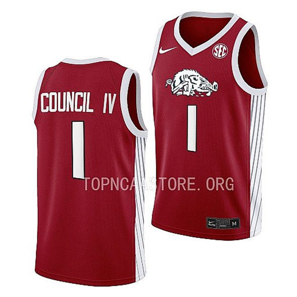 Mens Youth Arkansas Razorbacks #1 Ricky Council IV Cardinal College Basketball Primary Special Edition Jersey
