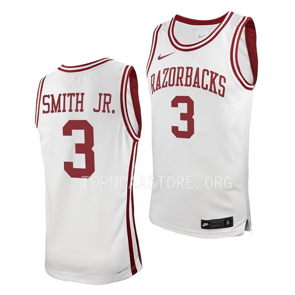 Mens Youth Arkansas Razorbacks #3 Nick Smith Jr. White College Basketball Retro Edition Jersey