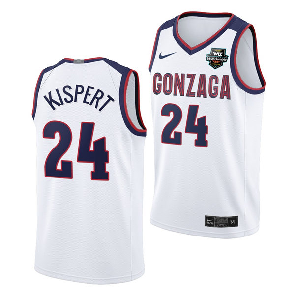 Mens Youth Gonzaga Bulldogs #24 Corey Kispert Nike 2022-23 White College Basketball Game Jersey
