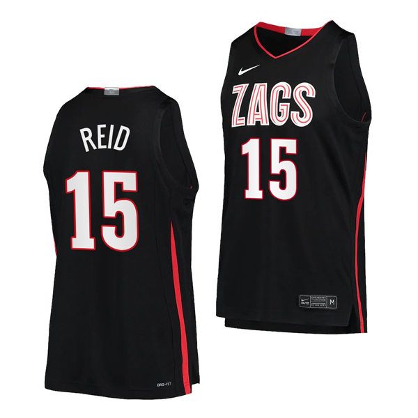 Mens Youth Gonzaga Bulldogs #15 Efton Reid III Nike 2022-23 Black Basketball Jersey(4)