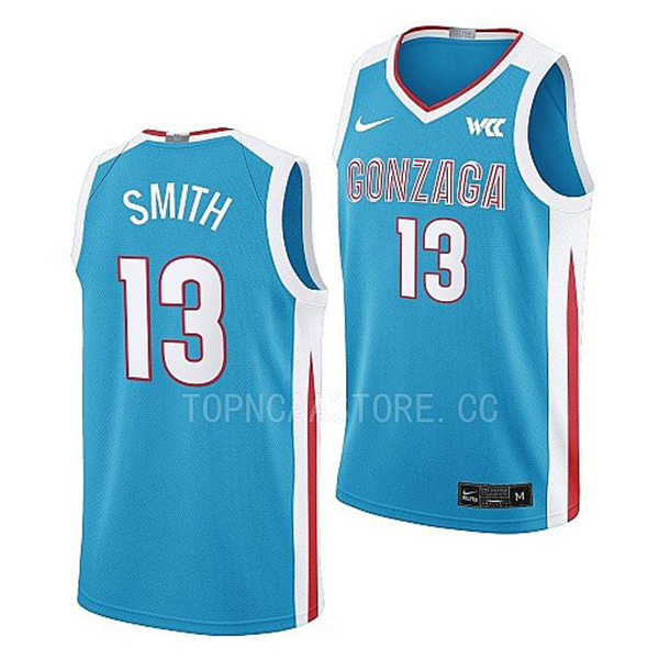 Mens Youth Gonzaga Bulldogs #13 Malachi Smith 2023 Blue College Basketball Jersey(1)