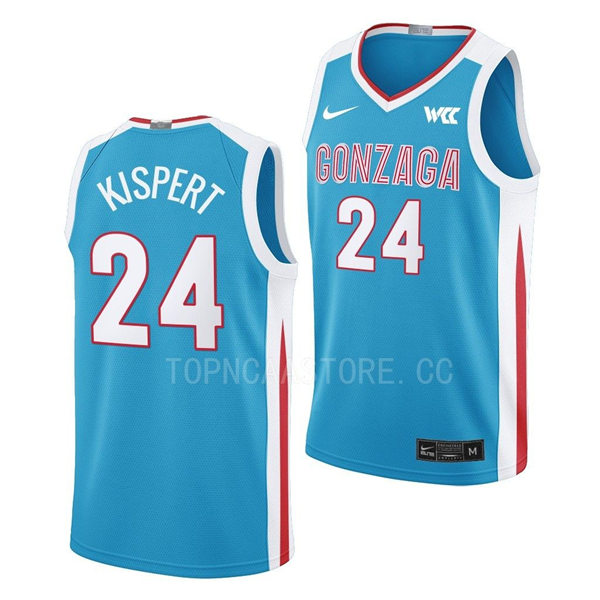 Mens Youth Gonzaga Bulldogs #24 Corey Kispert 2023 Blue College Basketball Jersey