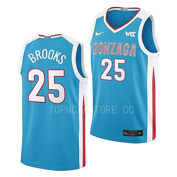 Mens Youth Gonzaga Bulldogs #25 Colby Brooks 2023 Blue College Basketball Jersey(1)