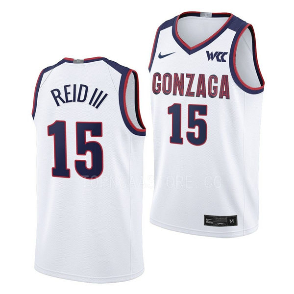 Mens Youth Gonzaga Bulldogs #15 Efton Reid III Nike 2022-23 White College Basketball Game Jersey (3)