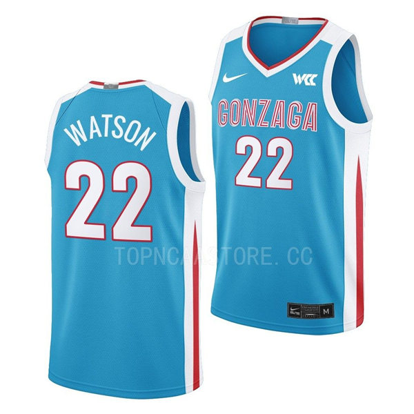 Mens Youth Gonzaga Bulldogs #22 Anton Watson 2023 Blue College Basketball Jersey