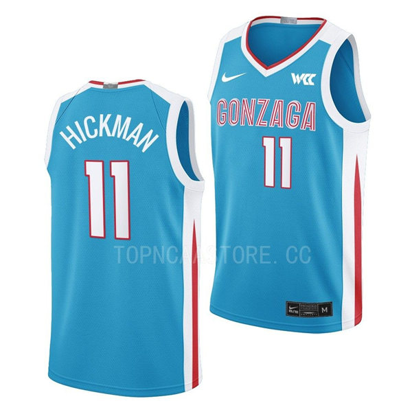 Mens Youth Gonzaga Bulldogs #11 Nolan Hickman 2023 Blue College Basketball Jersey