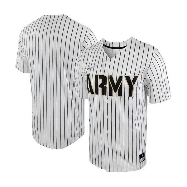 Men's Youth Army Black Knights Custom Nike White Pinstrip College Baseball Game Jersey