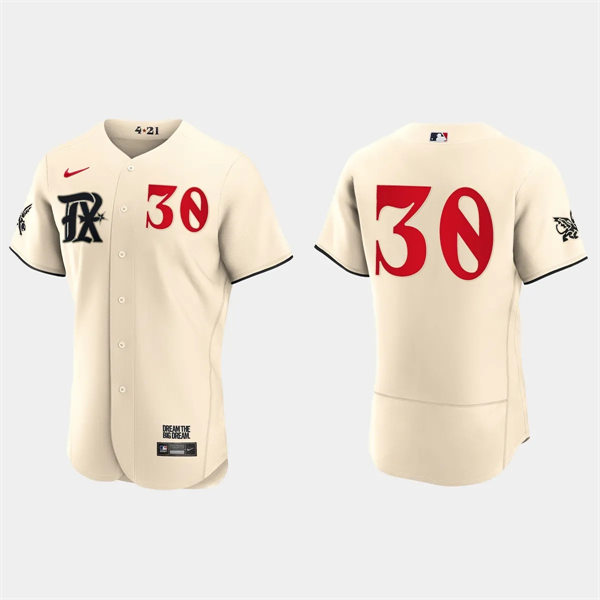 Mens Texas Rangers #30 Nathaniel Lowe Cream 2023 City Connect Authentic Jersey Cream
