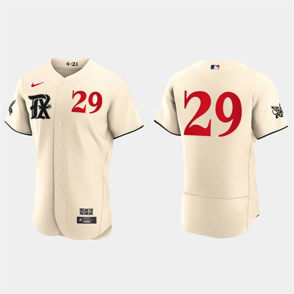 Mens Texas Rangers #29 Adrian Beltre Cream 2023 City Connect Authentic Jersey