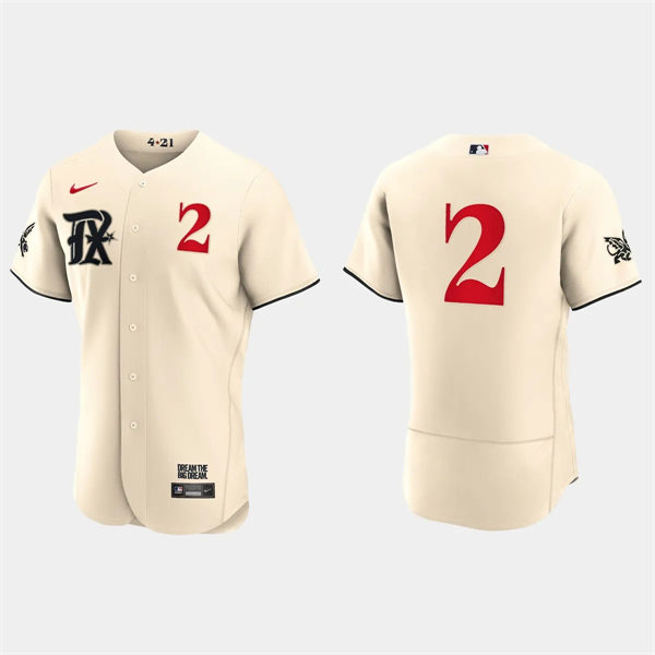 Mens Texas Rangers #2 Marcus Semien Cream 2023 City Connect Authentic Jersey Cream
