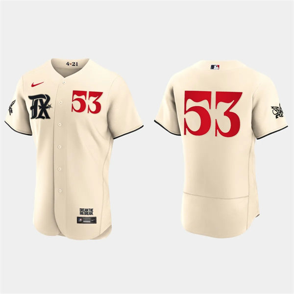 Mens Texas Rangers #53 Adolis Garcia Cream 2023 City Connect Authentic Jersey Cream