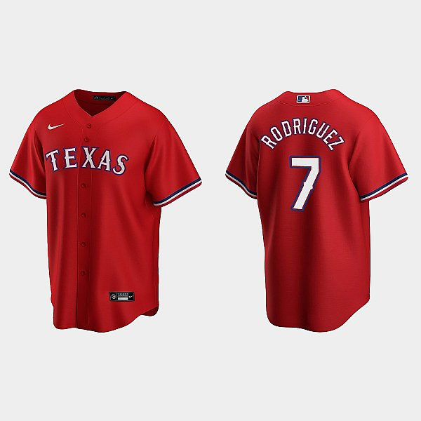 Mens Texas Rangers Retired Player #7 Ivan Rodriguez Nike Red Alternate Player Jersey